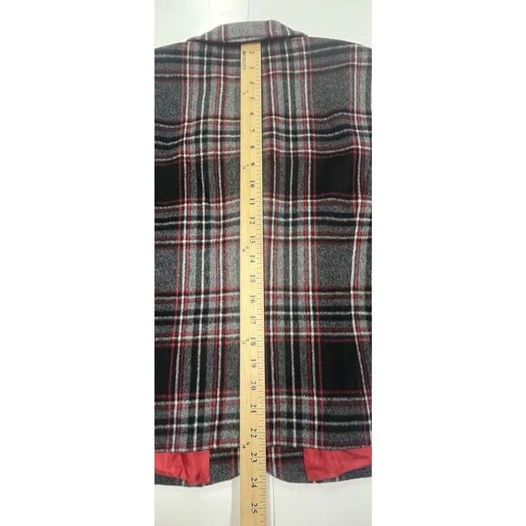 Talbots Vintage Gray Red Plaid Wool Blend Blazer Jacket Buttons Women's Sz 12P - Picture 11 of 12